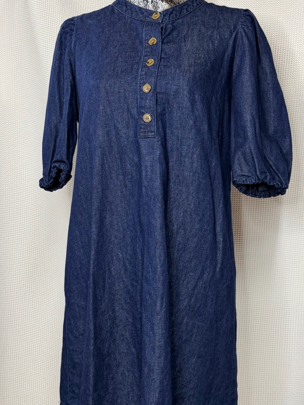 J. Crew Navy Denim Mini Dress with Button Placket